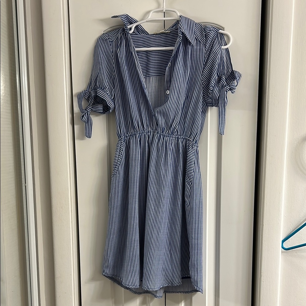 Blue and White Striped Dress